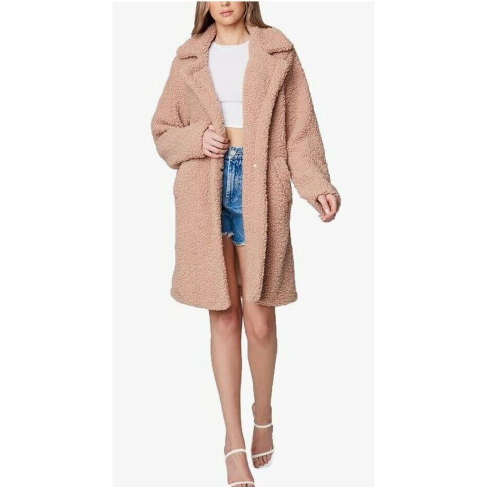Blank NYC Womens Long Teddy Coat - Camel - 3X - NWT